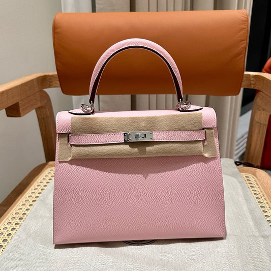 Hermes Pink Kelly Bag Epsom Leather Silver Hardware