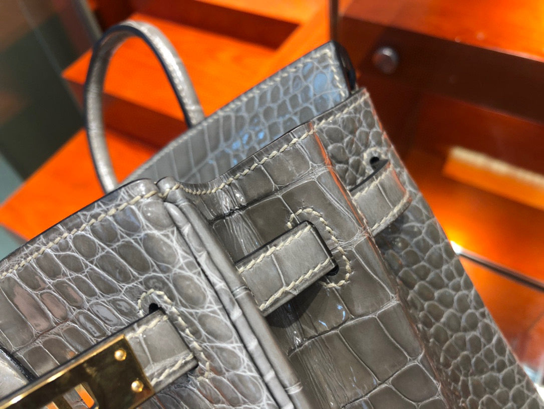 Hermes Birkin Crocodile Leather Grey