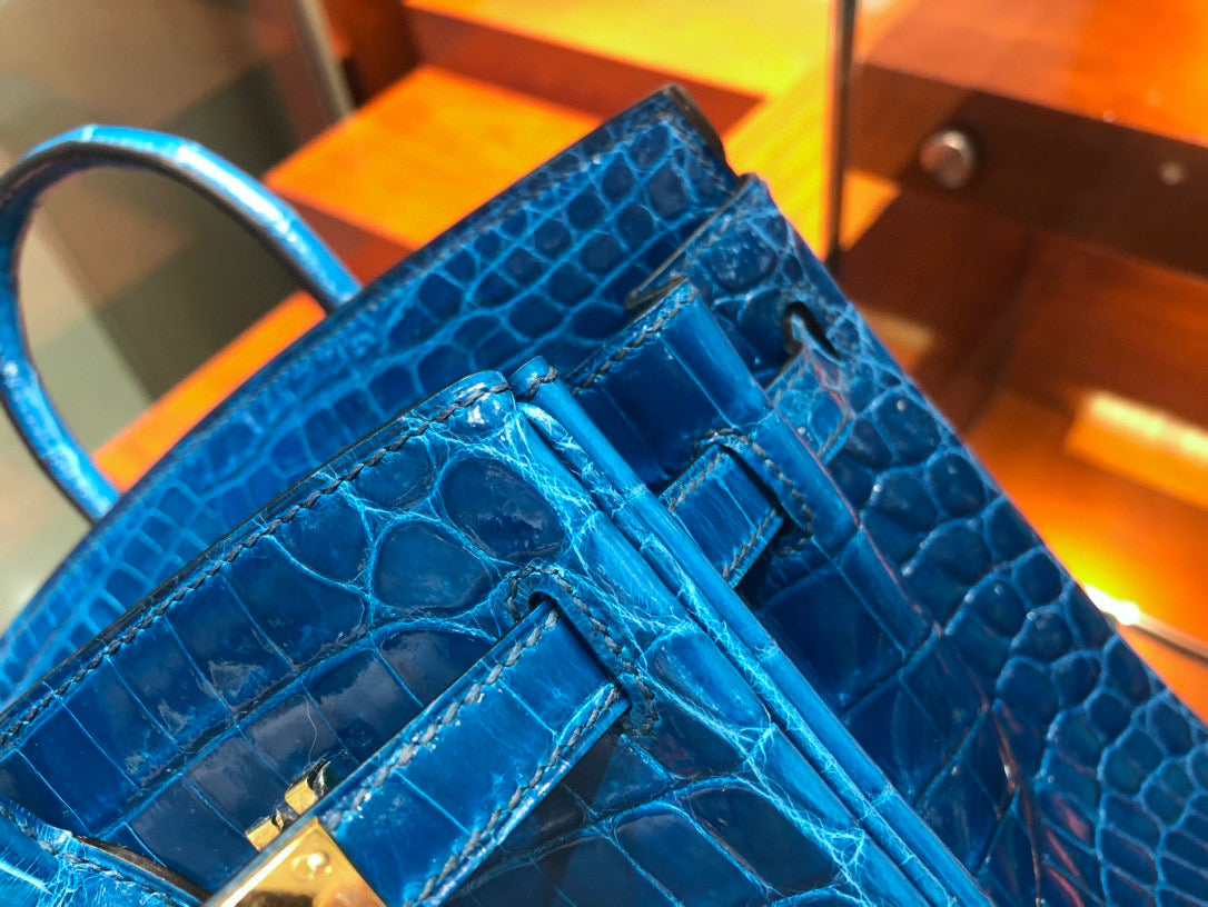 Hermes Birkin Crocodile Leather Ocean Blue