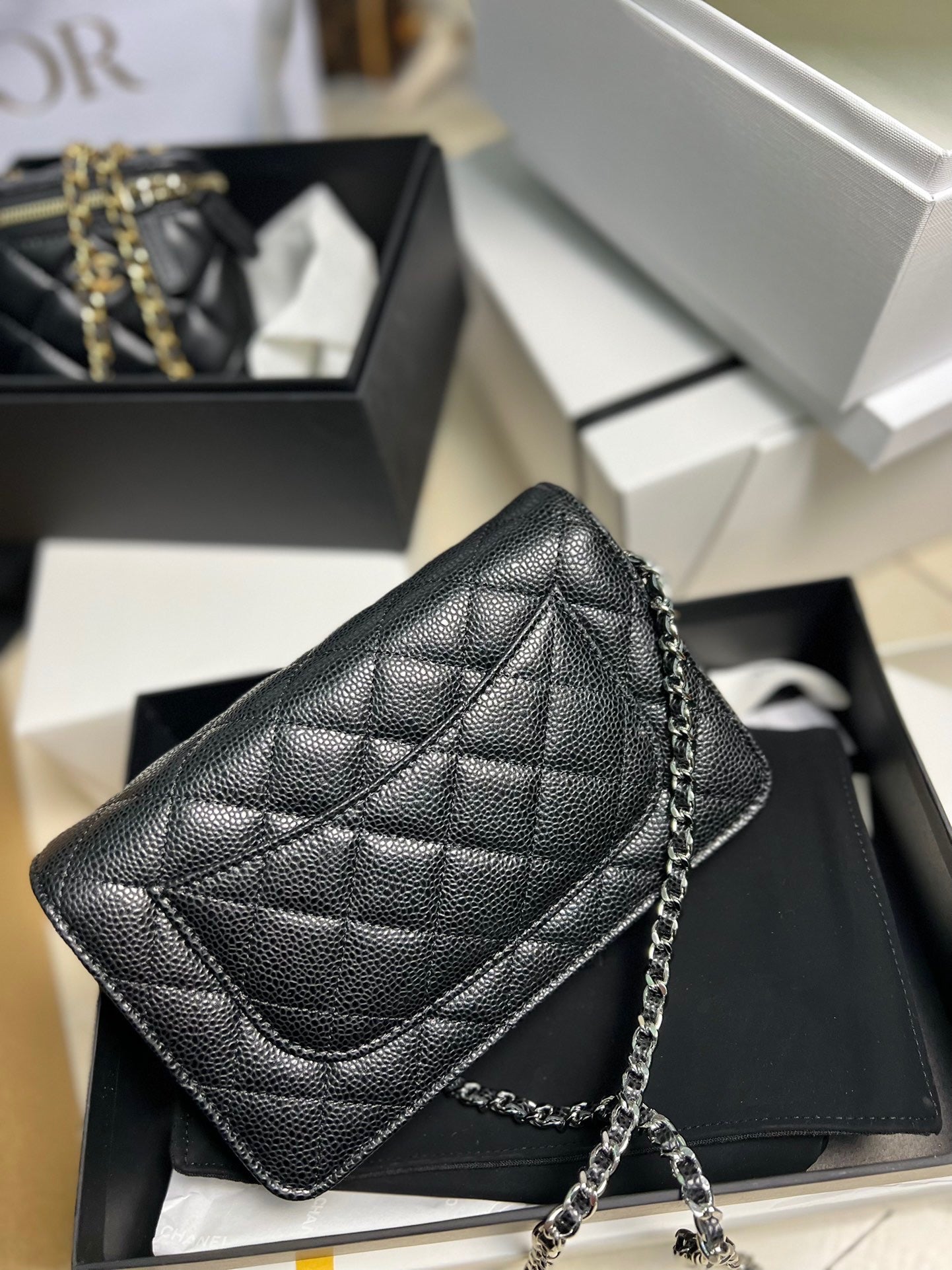 Chanel Wallet On Chain Caviar Calf Skin Mid Grade