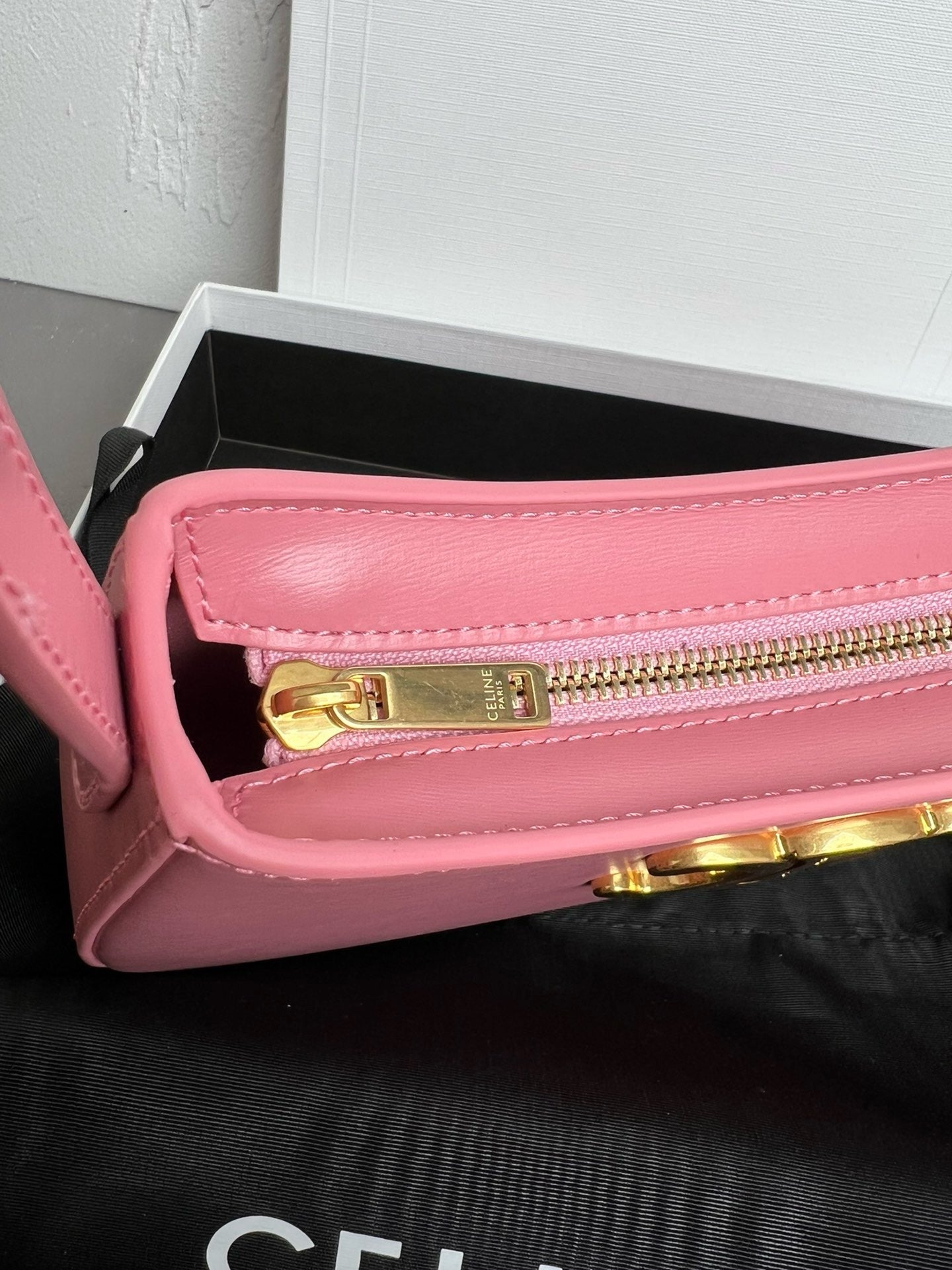 Celine Medium Tilly Bag In Shiny Calfskin Pink High Grade