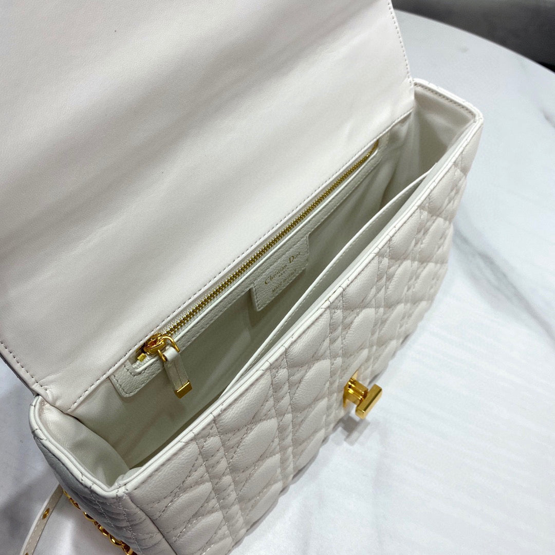 Dior Caro Bag White Ivory Calf Skin High Grade