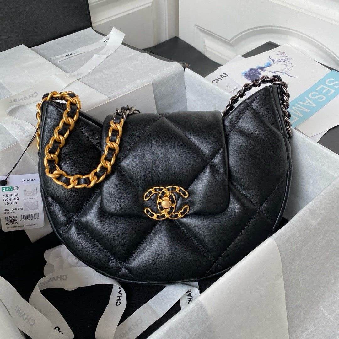 black chanel 24c hobo bag chanel 19 bag gold silver tone