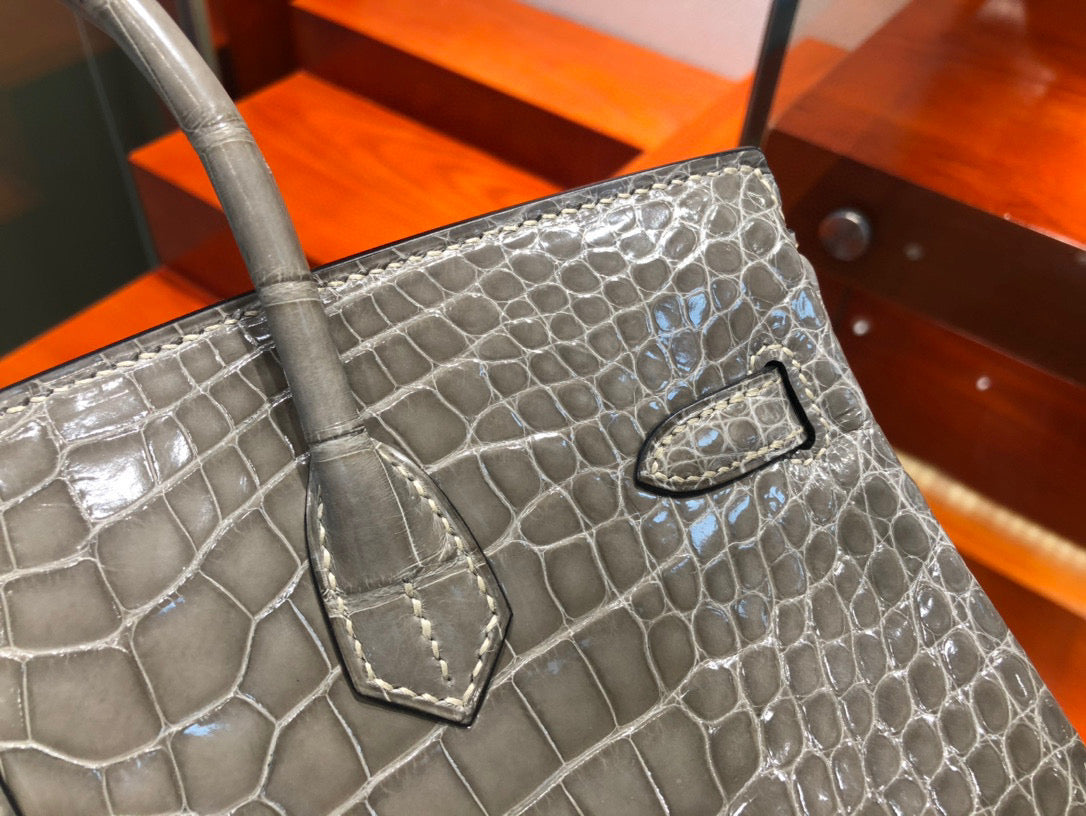 Hermes Birkin Crocodile Leather Grey