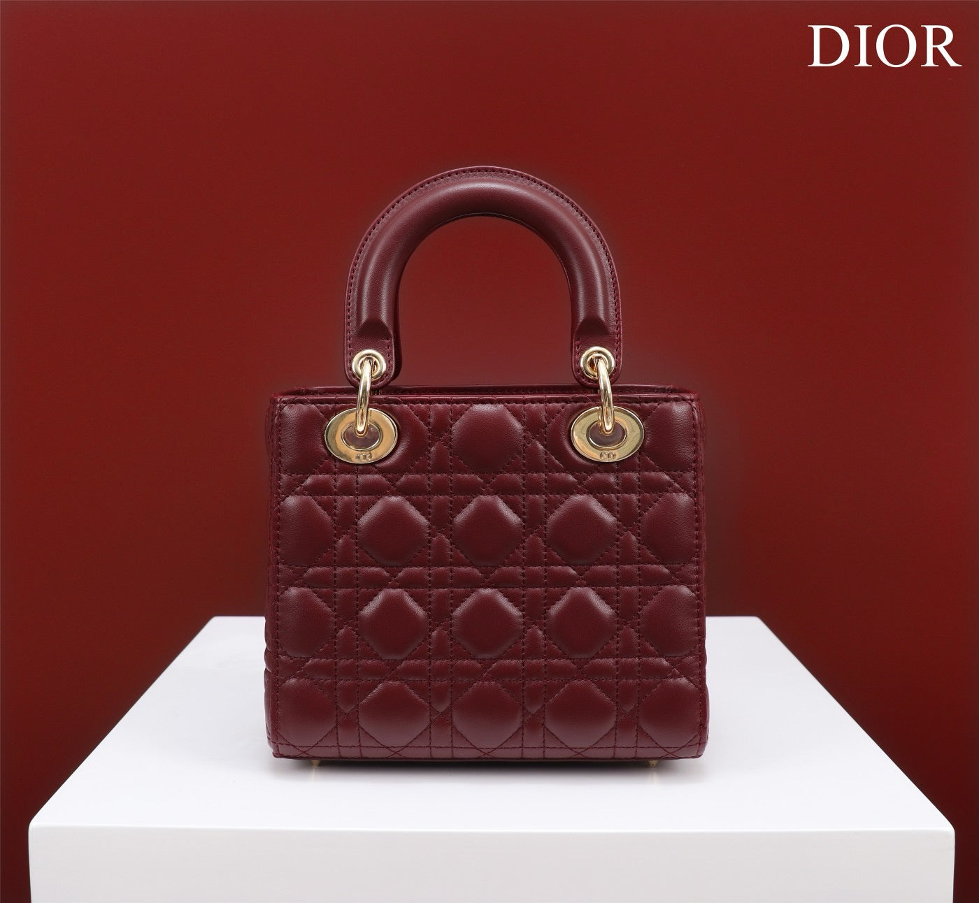 Small Lady Dior My ABCDior Bag Lamb Skin Maroon - High Grade