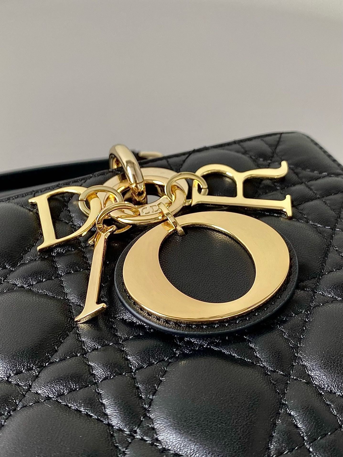 Dior Lady D-Joy Lamb Skin Medium Black Platinum Grade