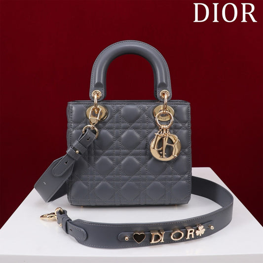 cannage lamb skin grey lady dior bag light gold hardware