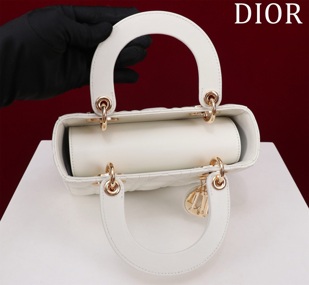 Small Lady Dior My ABCDior Bag Lamb Skin White - High Grade