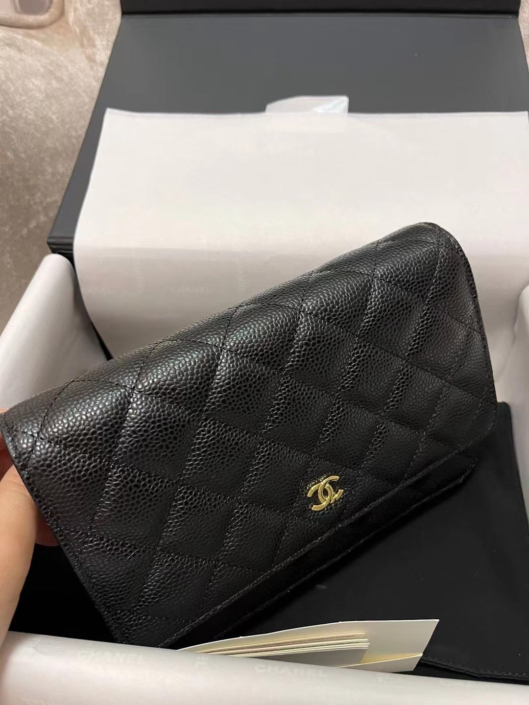 Chanel Wallet On Chain Caviar Calf Skin Mid Grade