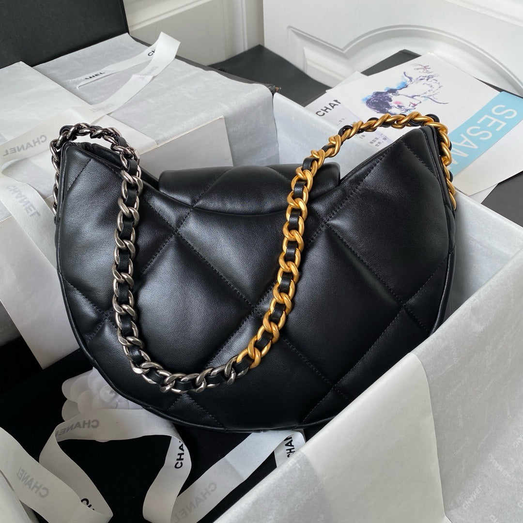 back of black chanel 24c hobo bag chanel 19 bag gold silver tone