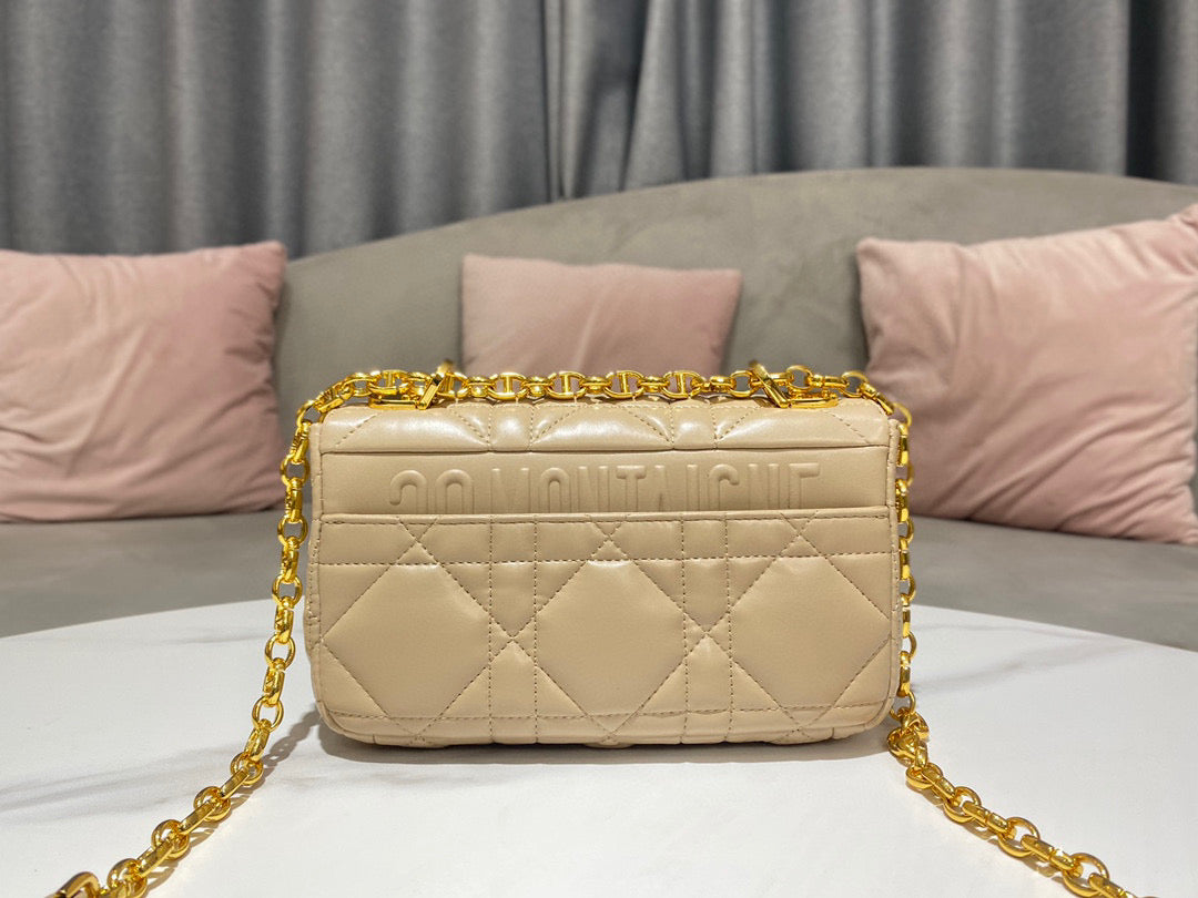 Dior Caro Bag Quilted Macrocannage Beige Platinum Grade