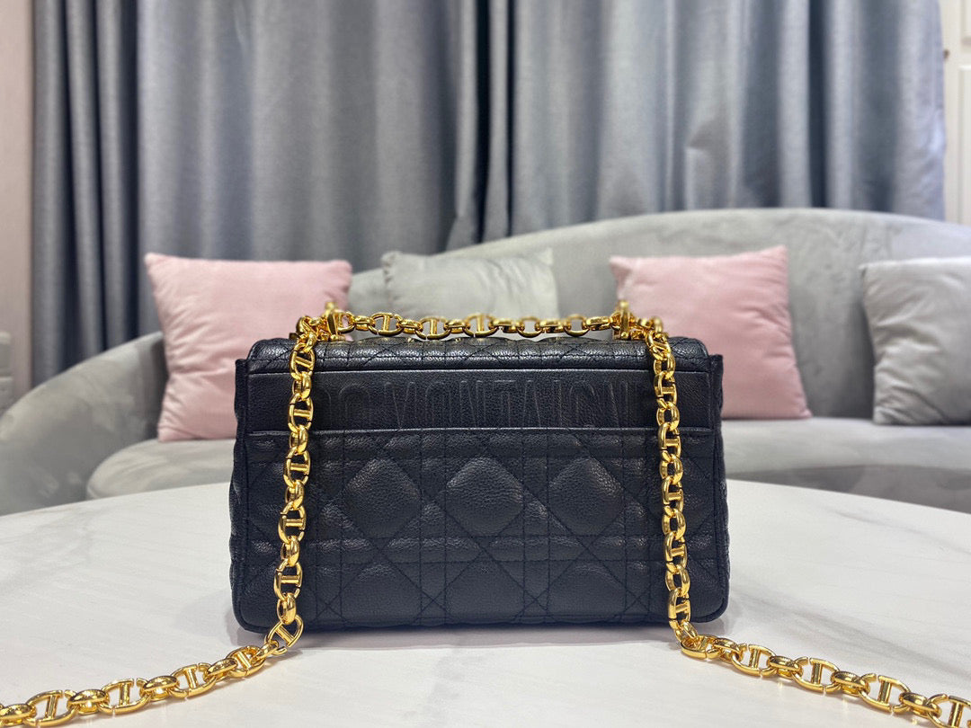 Dior Caro Bag Black Calf Skin High Grade