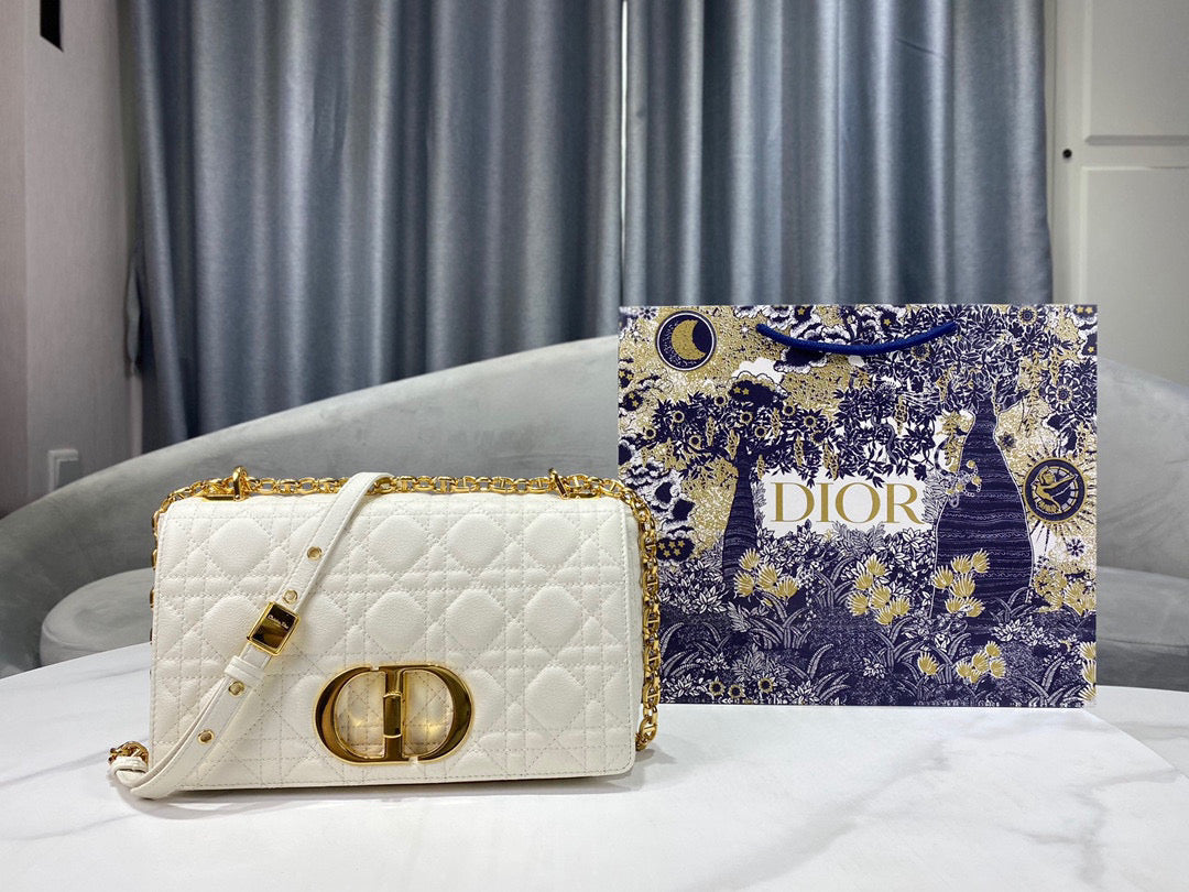 Dior Caro Bag White Ivory Calf Skin High Grade