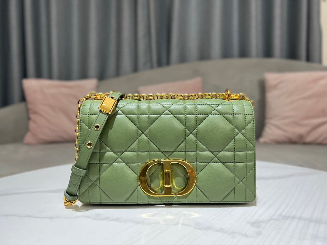 Dior Caro Bag Quilted Macrocannage Green High Grade