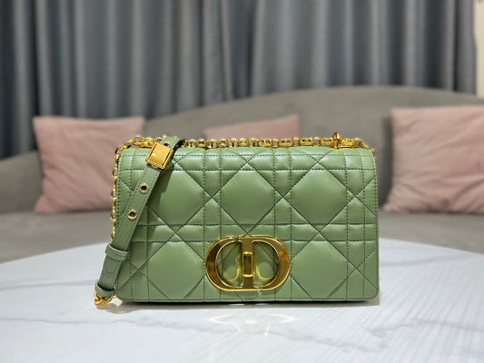 Dior Caro Bag Quilted Macrocannage Green High Grade