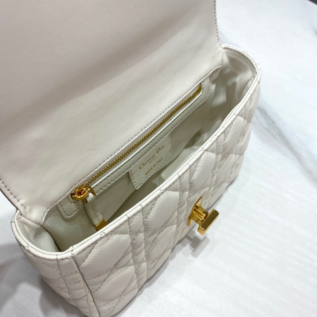 Dior Caro Bag White Ivory Calf Skin High Grade