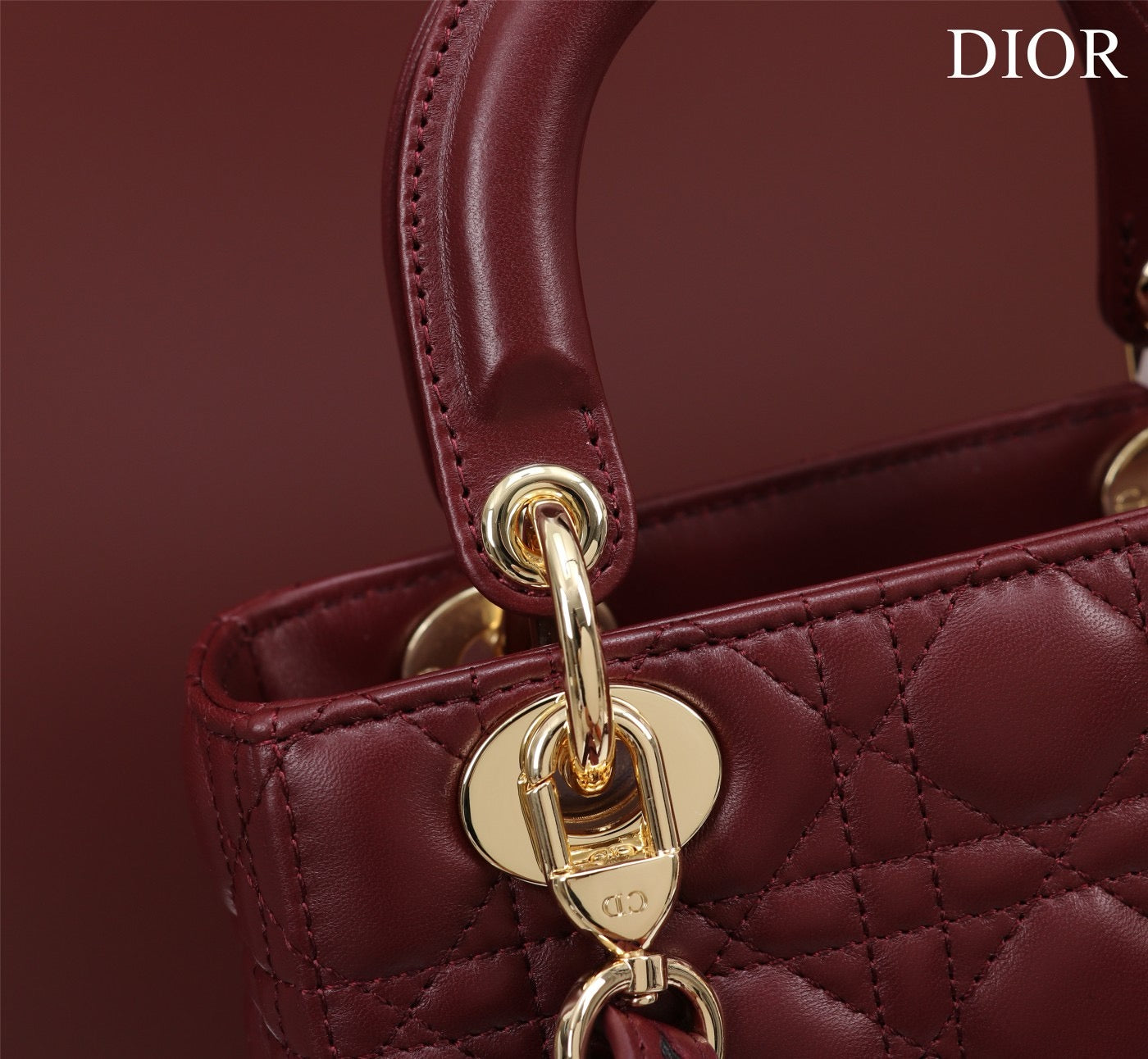 Small Lady Dior My ABCDior Bag Lamb Skin Maroon - High Grade