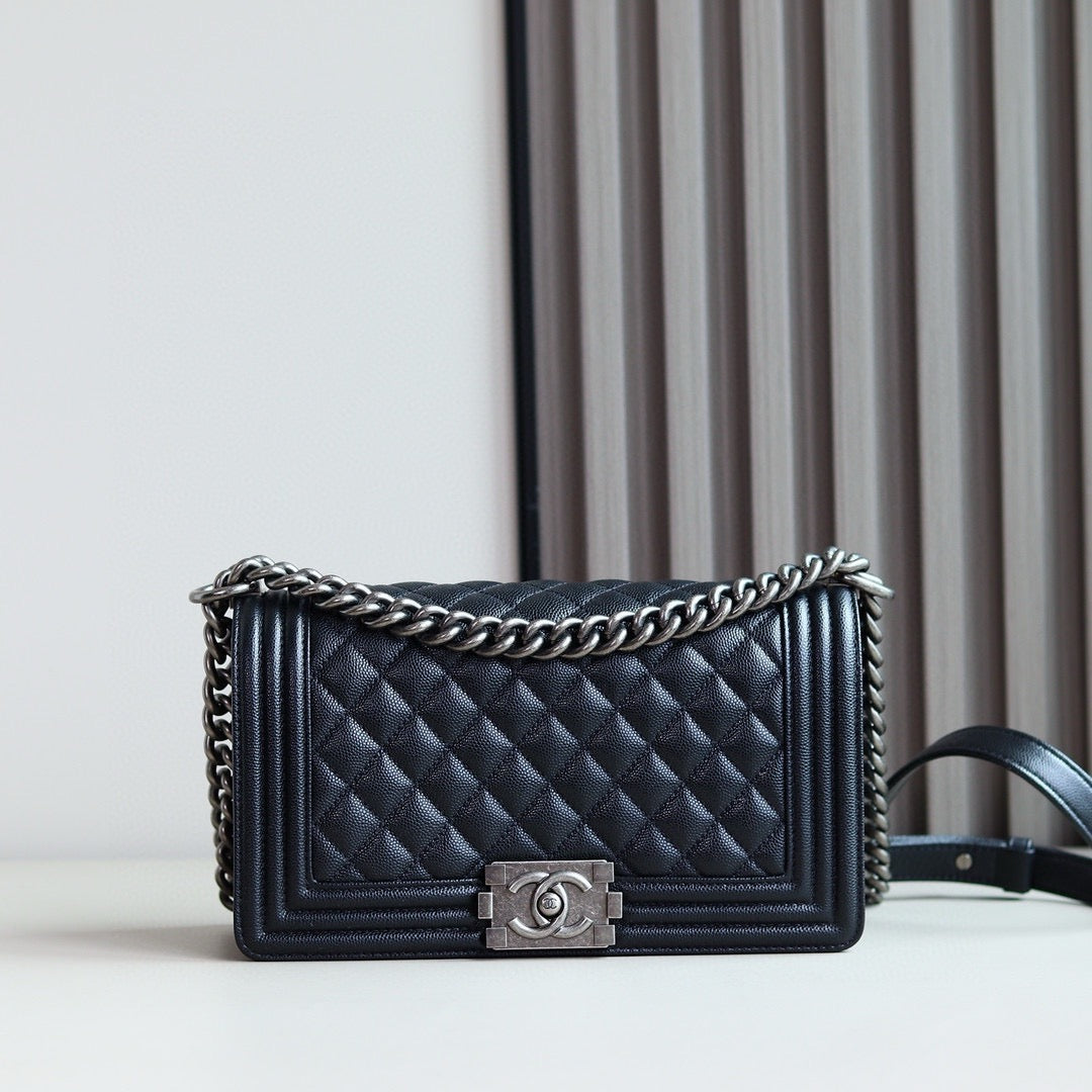 Black Boy Chanel Handbag Ruthenium-Finish Metal