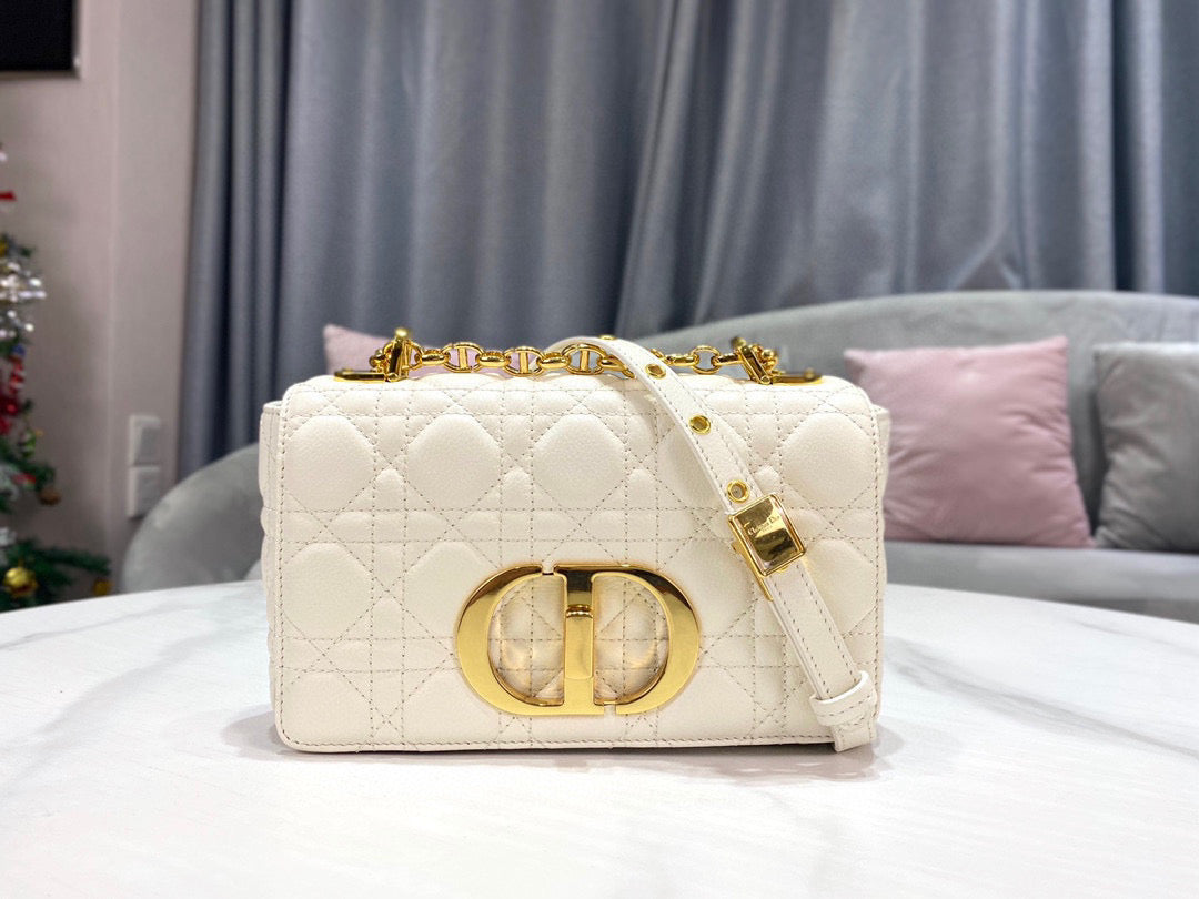 Dior Caro Bag White Ivory Calf Skin High Grade