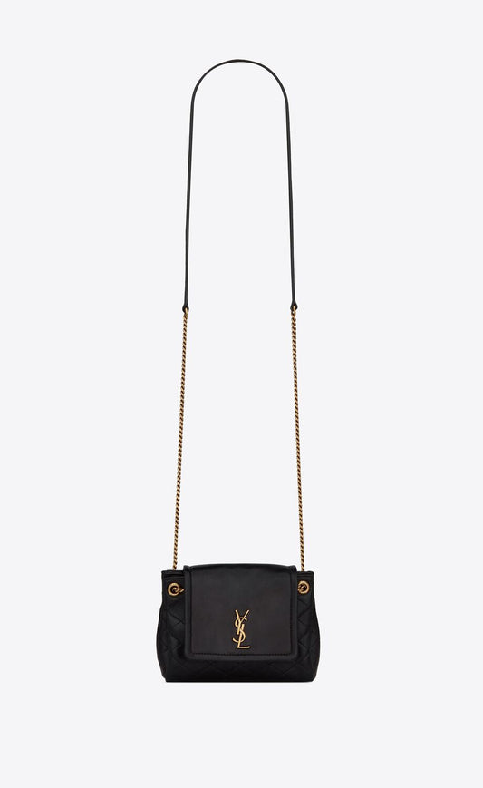 YSL Mini Nolita Crossbody Bag Black Gold Hardware Grade 1