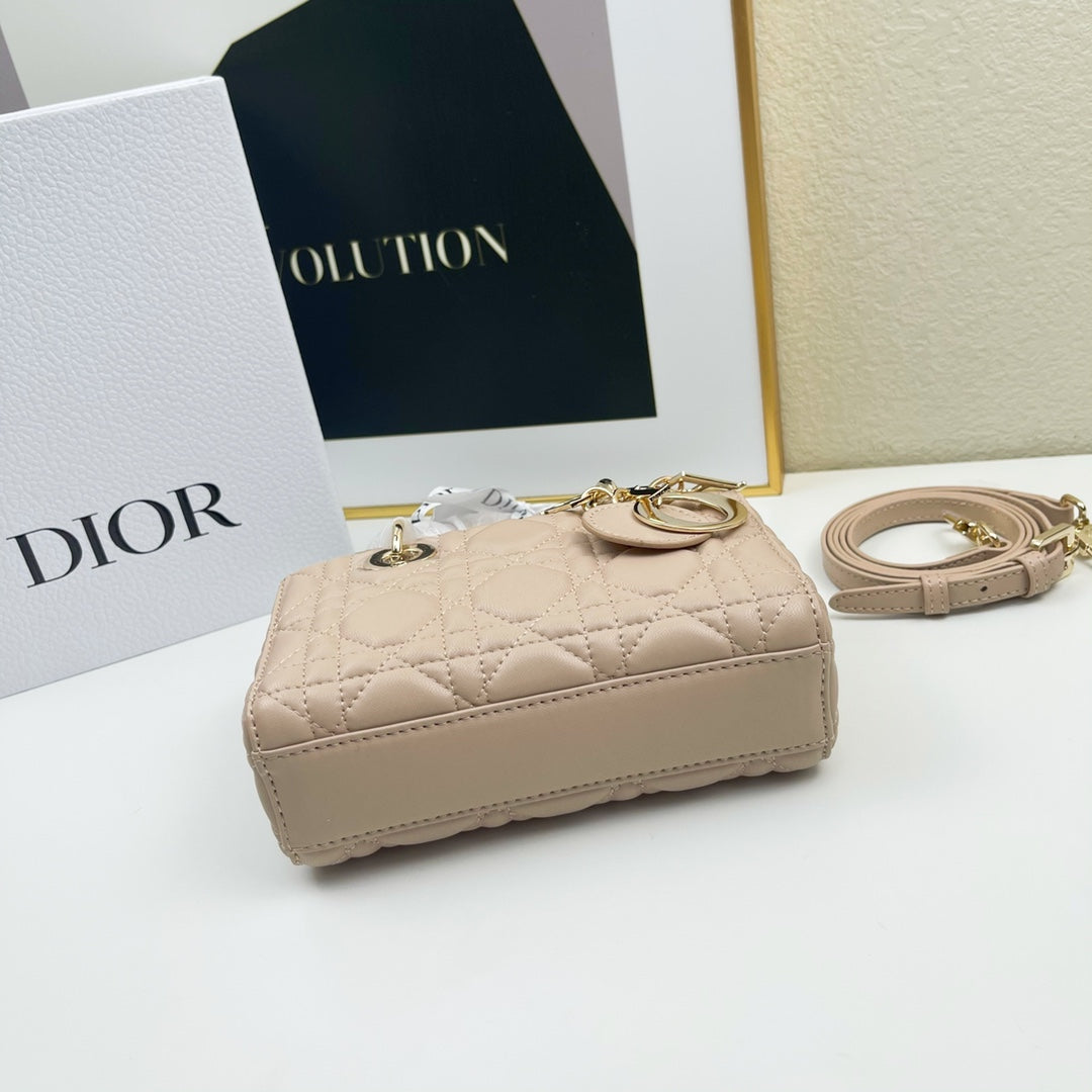 Dior LADY D-JOY MICRO BAG Lamb Skin Nude Mid Grade