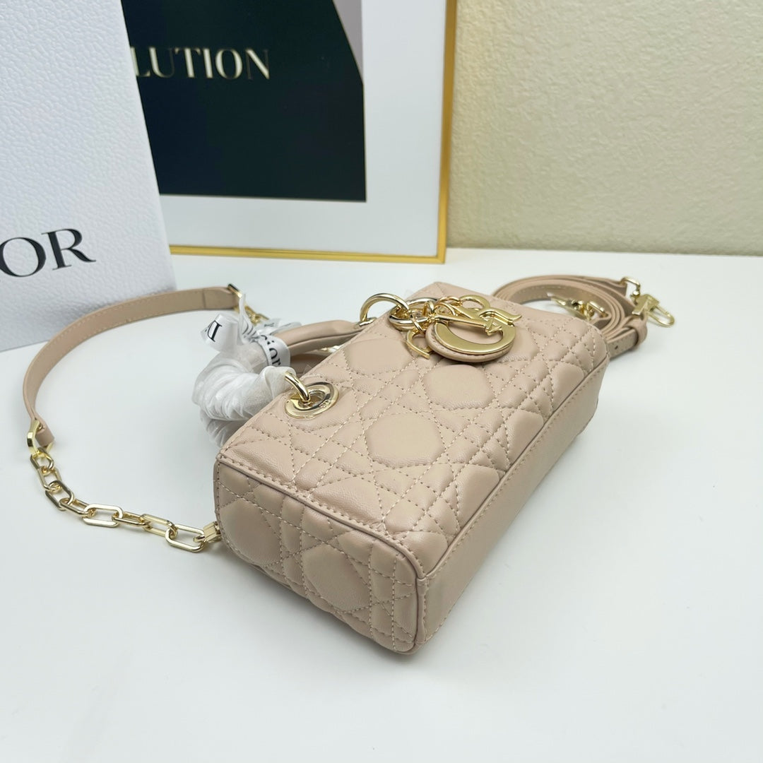 Dior LADY D-JOY MICRO BAG Lamb Skin Nude Mid Grade