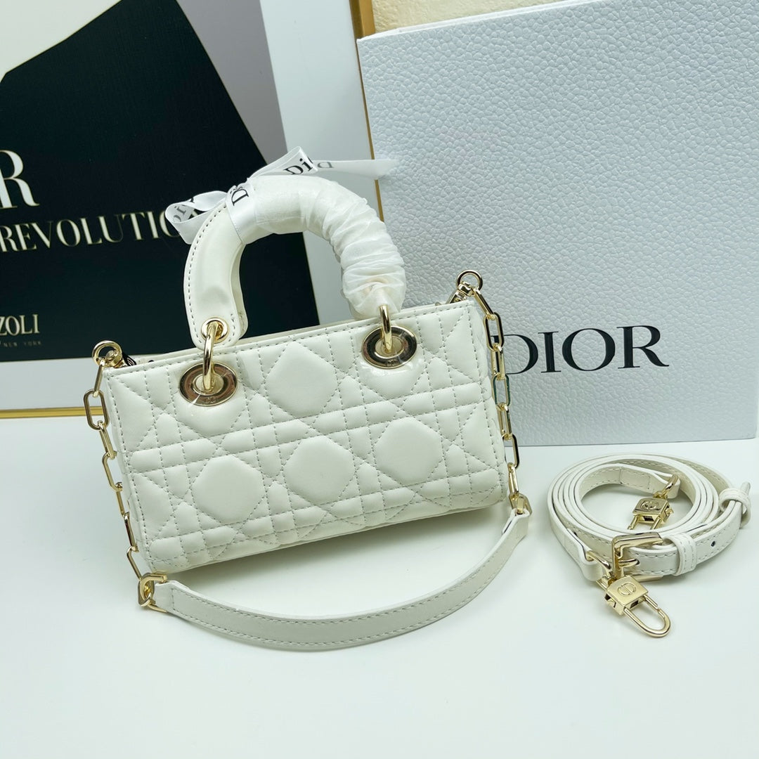 Dior LADY D-JOY MICRO BAG Lamb Skin White Mid Grade