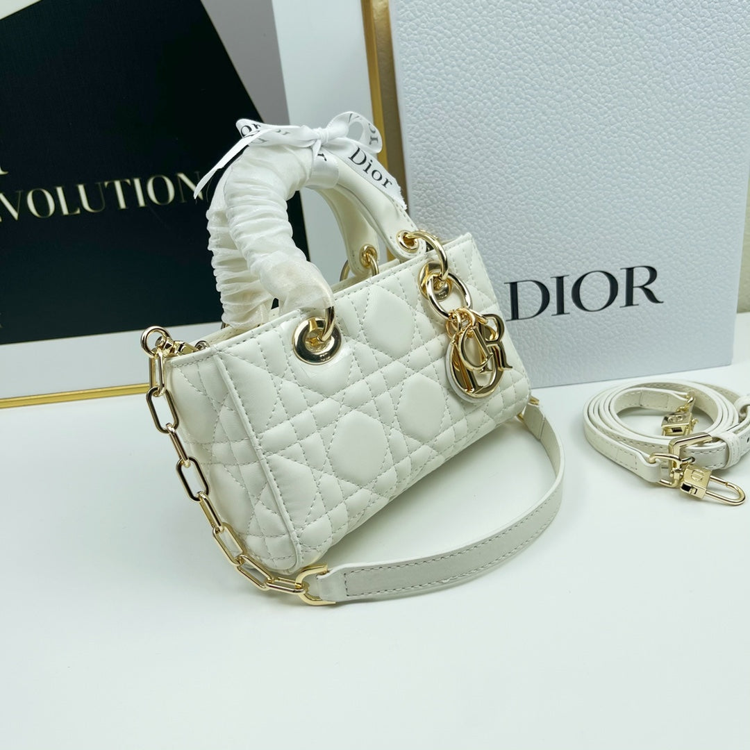 Dior LADY D-JOY MICRO BAG Lamb Skin White Mid Grade