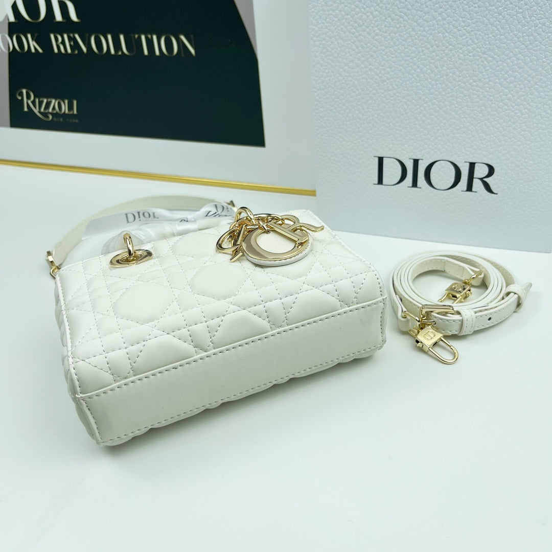 Dior LADY D-JOY MICRO BAG Lamb Skin White Mid Grade