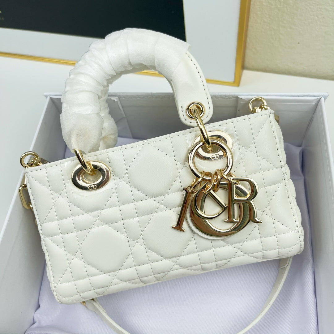 Dior LADY D-JOY MICRO BAG Lamb Skin White Mid Grade