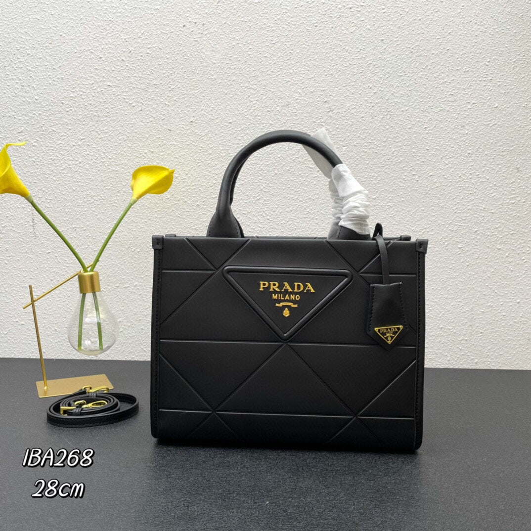 Leather Prada Symbole bag with topstitching - Grade 1