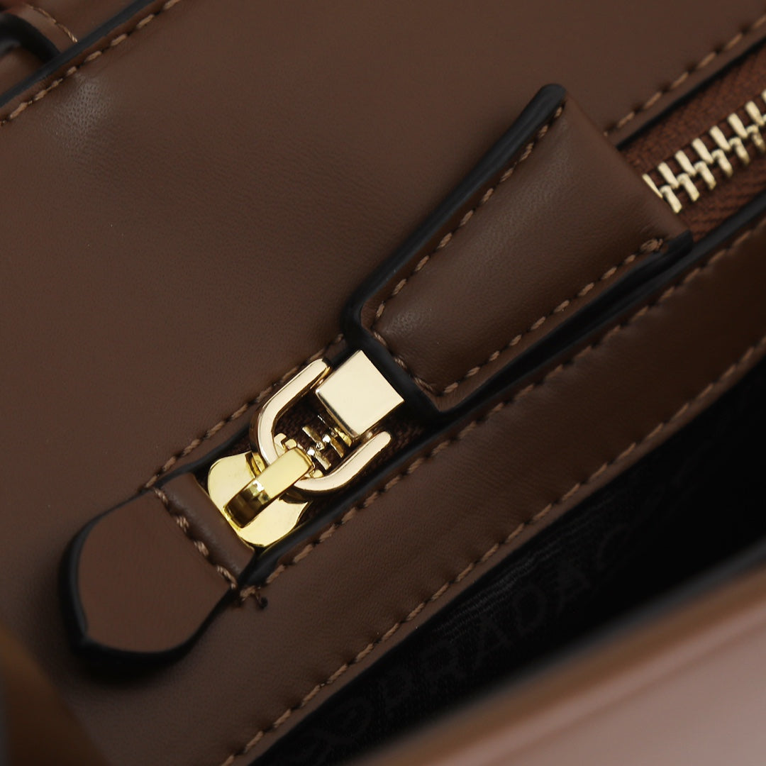 Brown Leather Prada Symbole bag with topstitching Grade 1