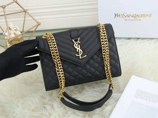 YSL ENVELOPE MEDIUM IN QUILTED GRAIN DE POUDRE EMBOSSED LEATHER Grade 1