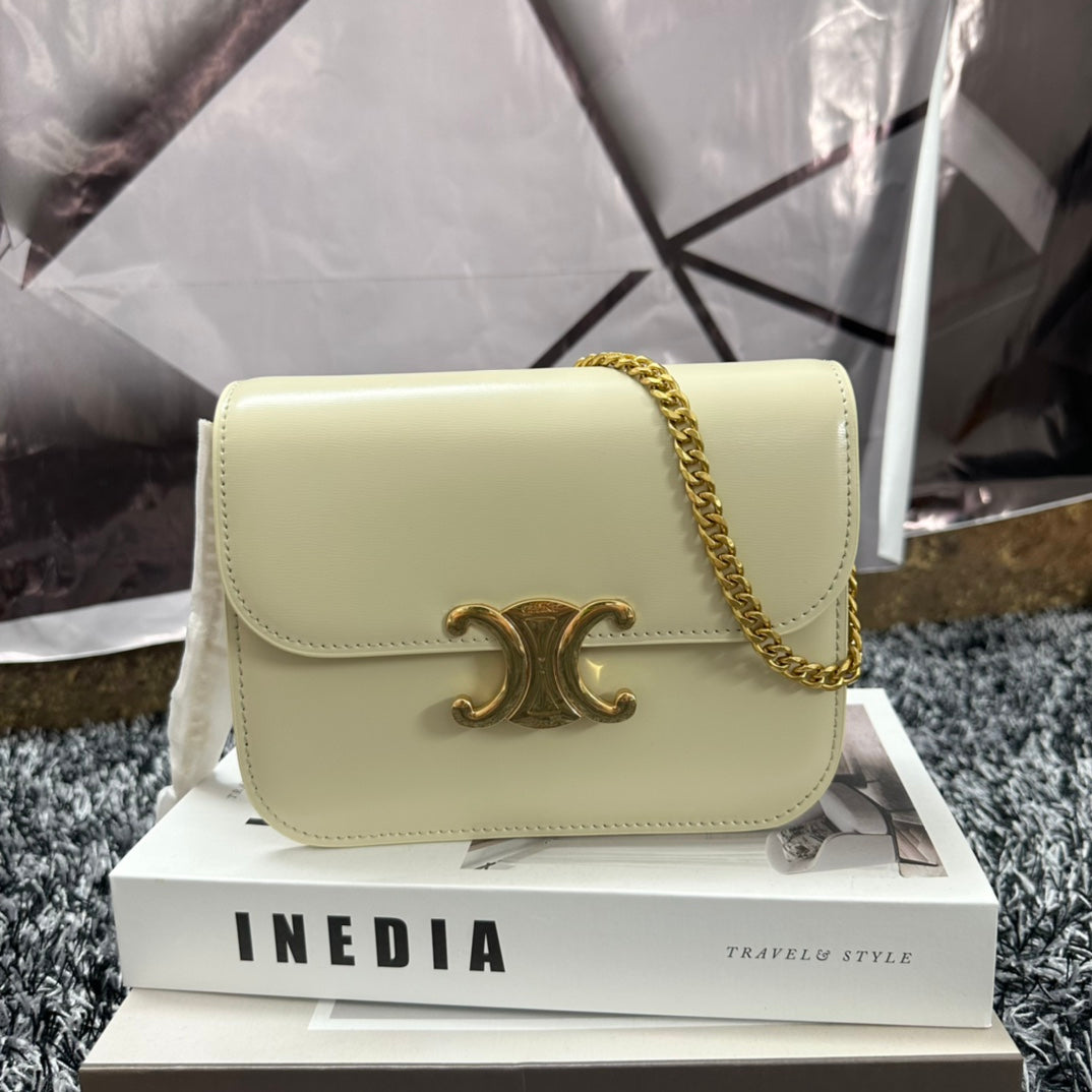 Celine COLLEGE BAG IN SHINY CALFSKIN White - Lower Grade