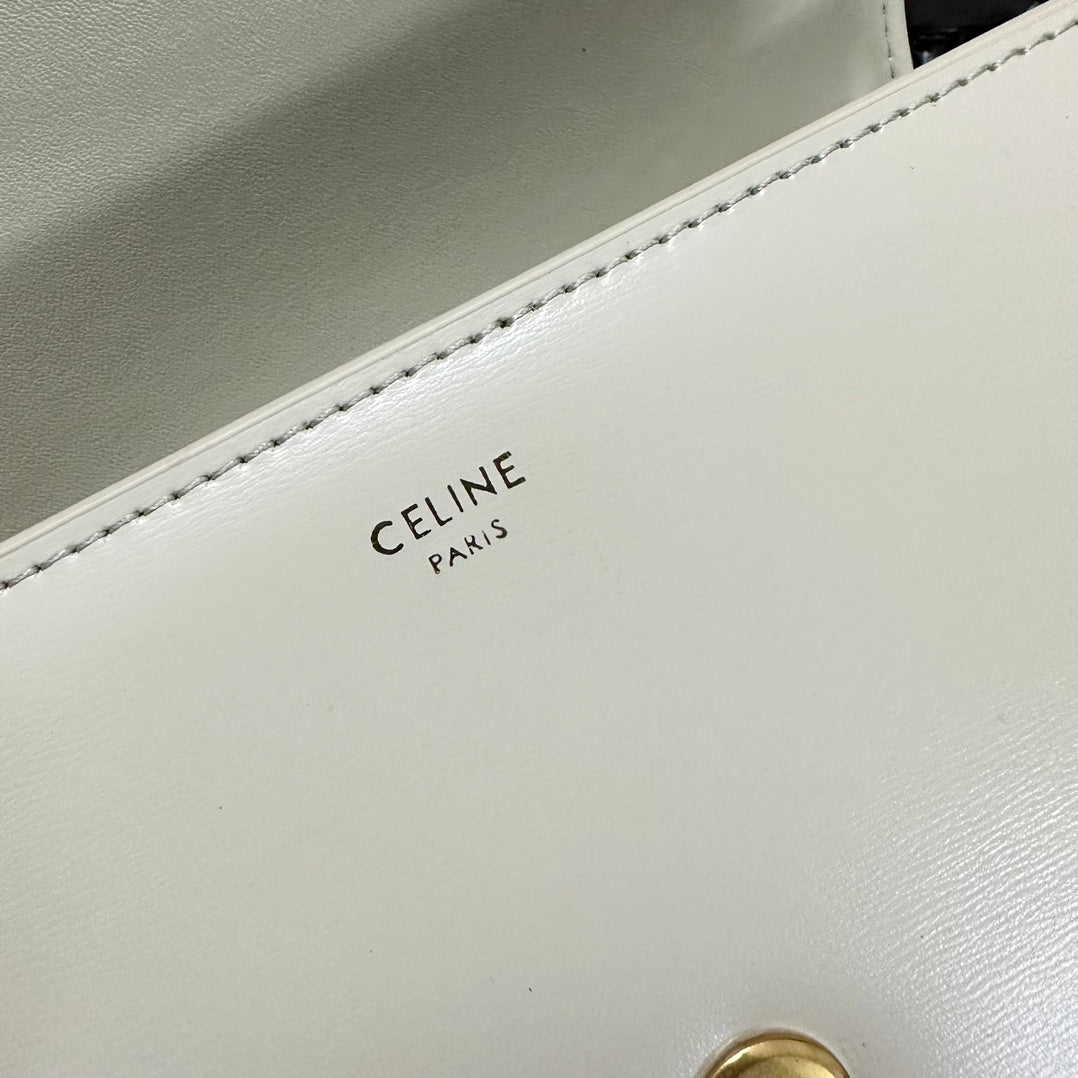 Celine COLLEGE BAG IN SHINY CALFSKIN White - Lower Grade