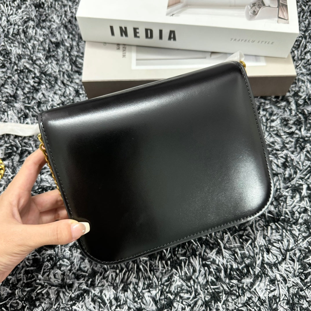 Celine COLLEGE BAG IN SHINY CALFSKIN Black - Lower Grade