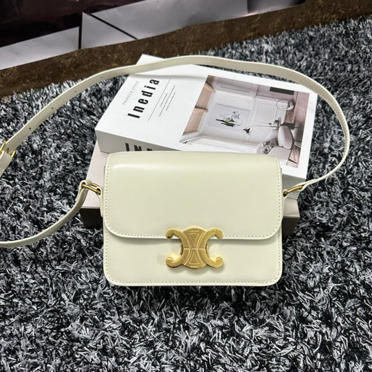 Celine Triomphe CLASSIQUE TRIOMPHE BAG Calf Skin Crossbody - white Mid Grade