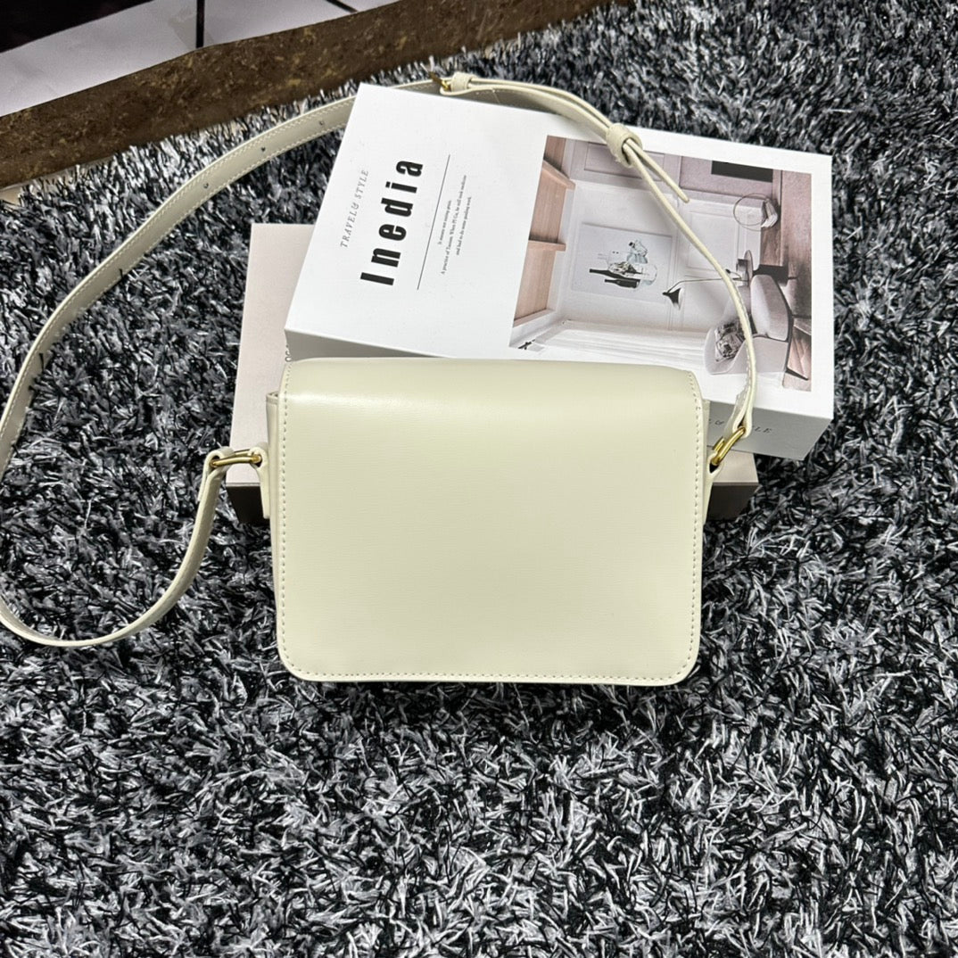 Celine Triomphe CLASSIQUE TRIOMPHE BAG Calf Skin Crossbody - white Mid Grade