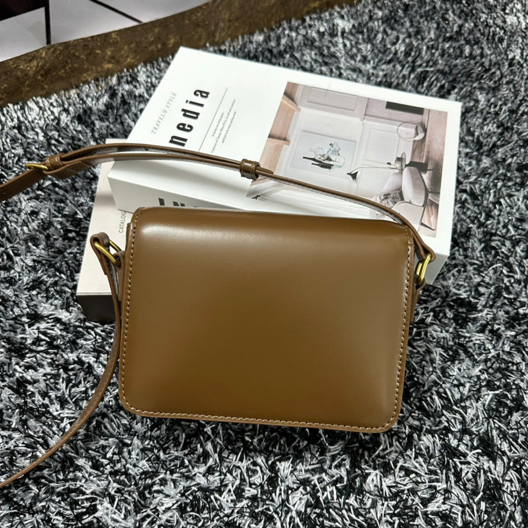 Celine Triomphe CLASSIQUE TRIOMPHE BAG Calf Skin Crossbody - Brown Mid Grade