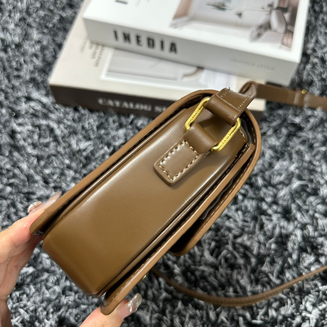 Celine Triomphe CLASSIQUE TRIOMPHE BAG Calf Skin Crossbody - Brown Mid Grade