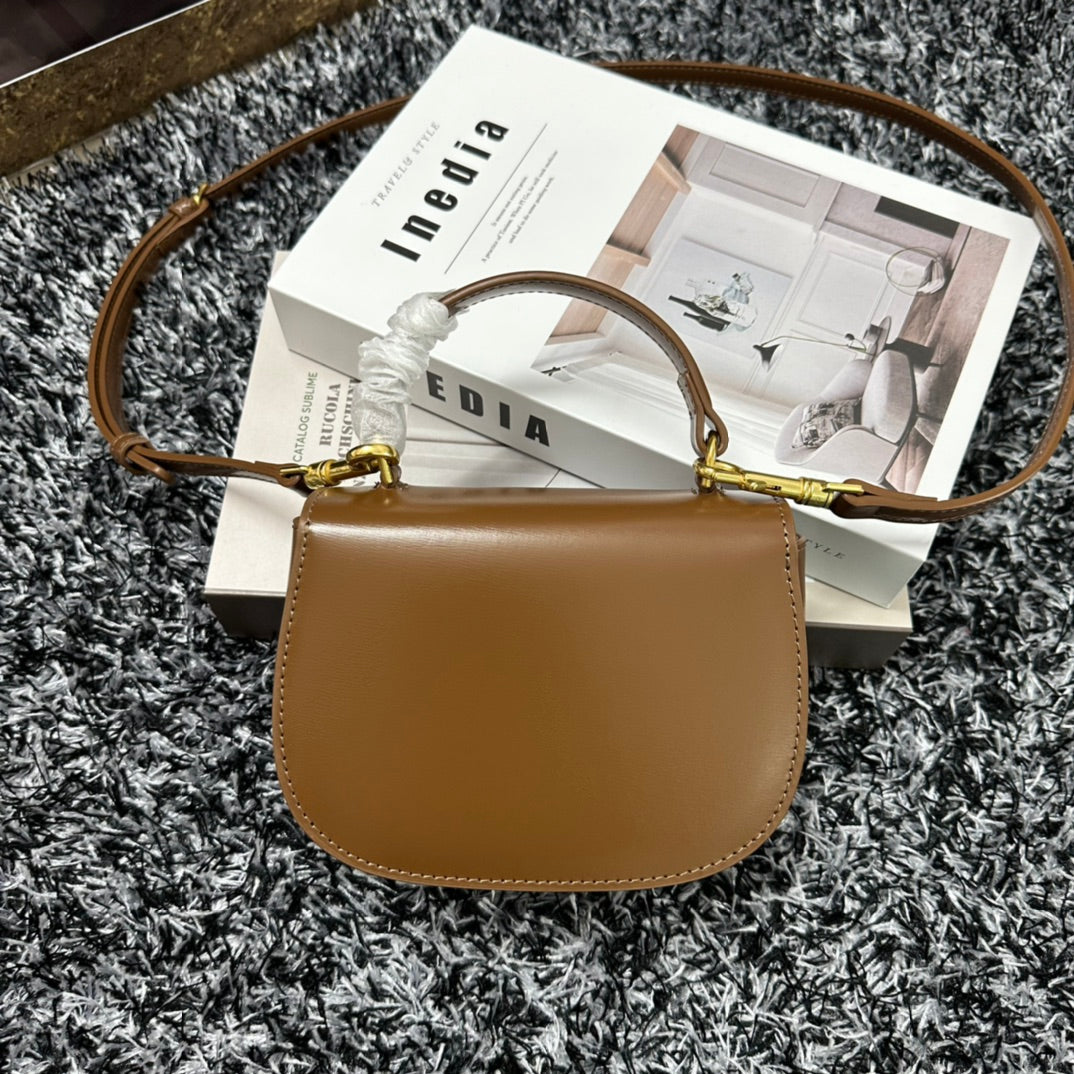 Celine MINI BESACE CLEA IN SHINY CALFSKIN Brown Mid Grade