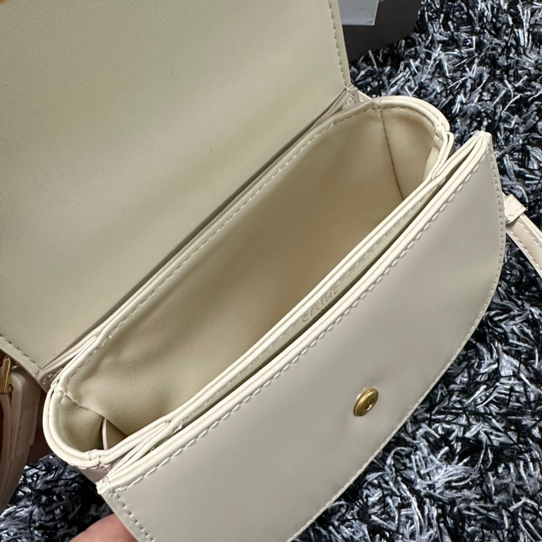 Celine MINI BESACE CLEA IN SHINY CALFSKIN Cream Mid Grade