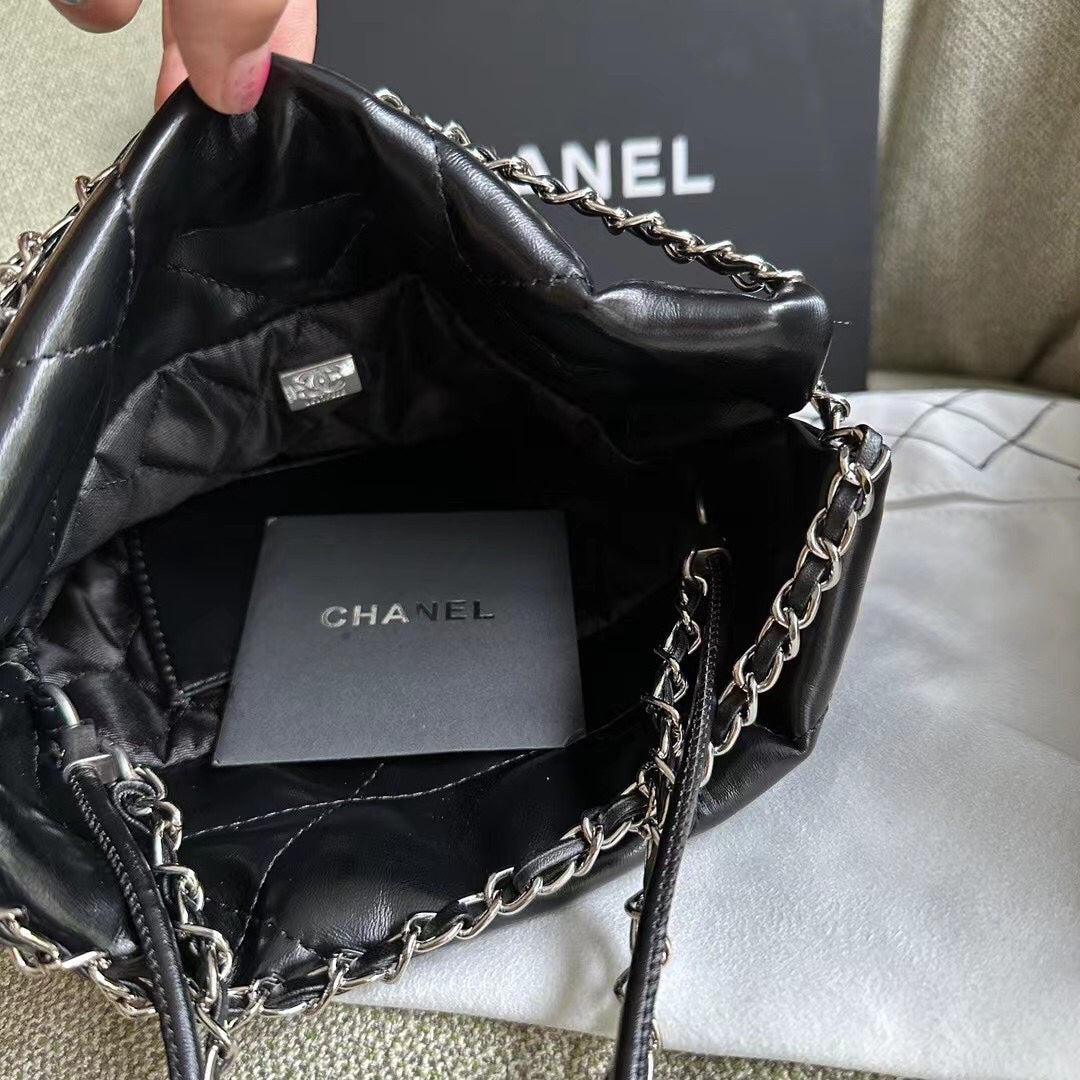 Chanel 22 Mini Bag Cow Skin Black Mid Grade