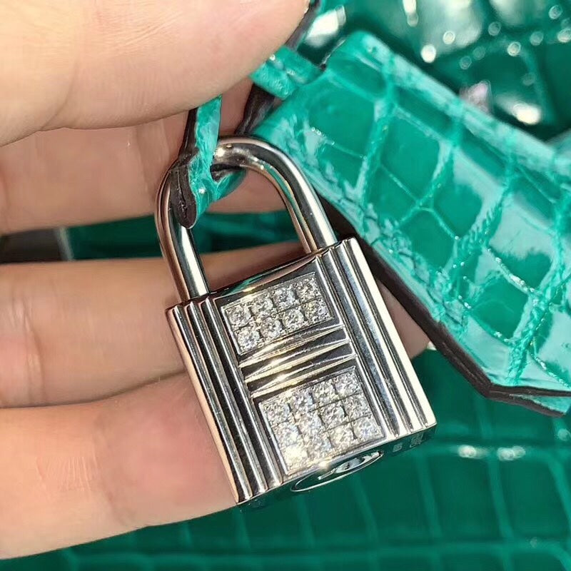 Hermes Birkin Crocodile Leather Jade Green Gemstone