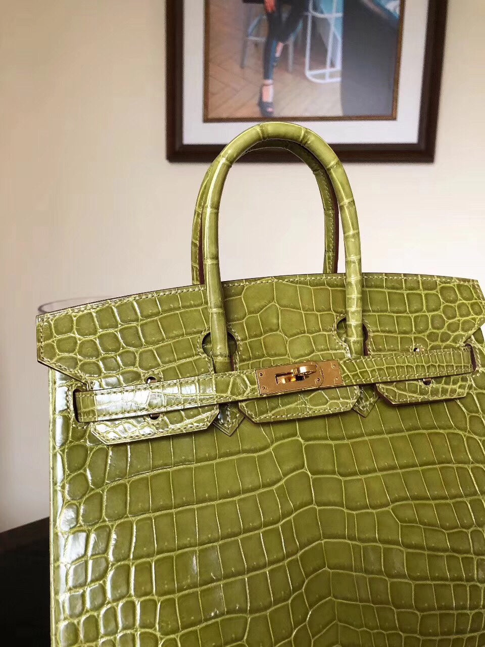 Hermes Birkin Crocodile Leather Olive Green