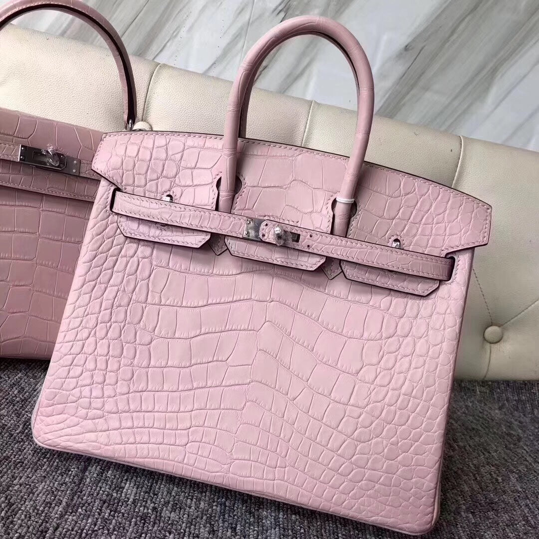 Hermes Birkin Bag Crocodile Leather Pink Matte