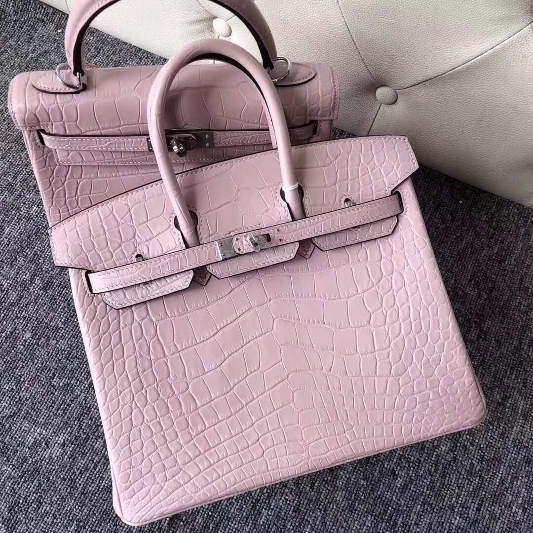 Hermes Birkin Bag Crocodile Leather Pink Matte