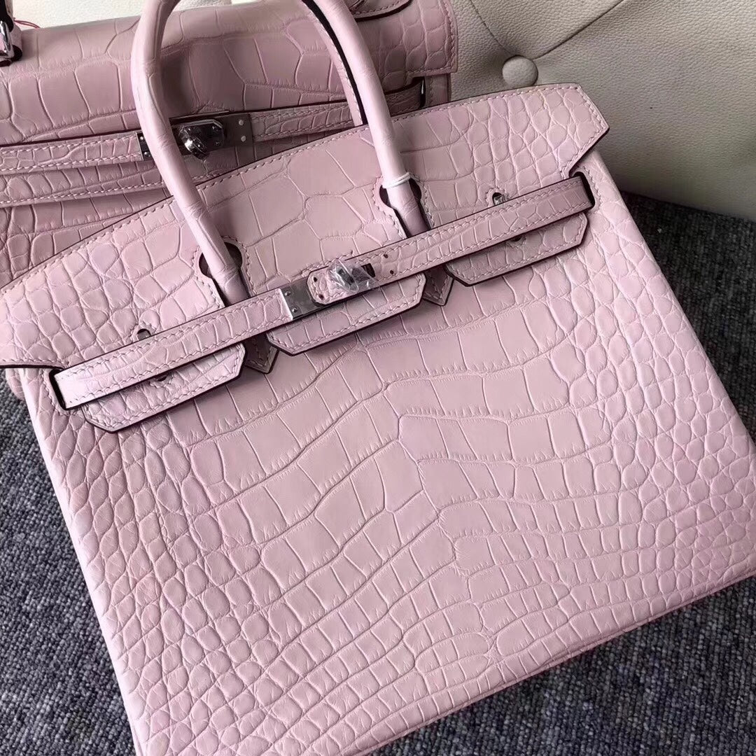 Hermes Birkin Bag Crocodile Leather Pink Matte