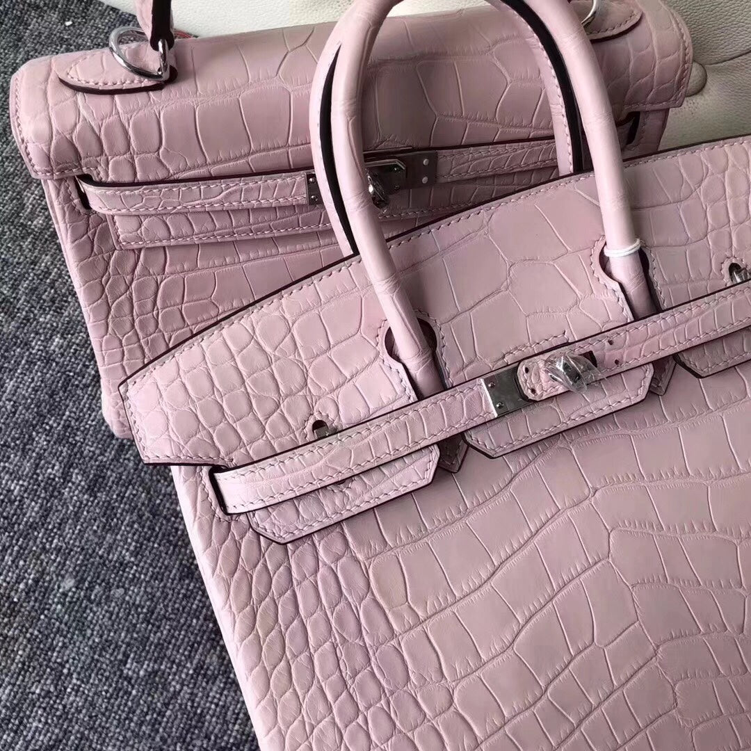 Hermes Birkin Bag Crocodile Leather Pink Matte