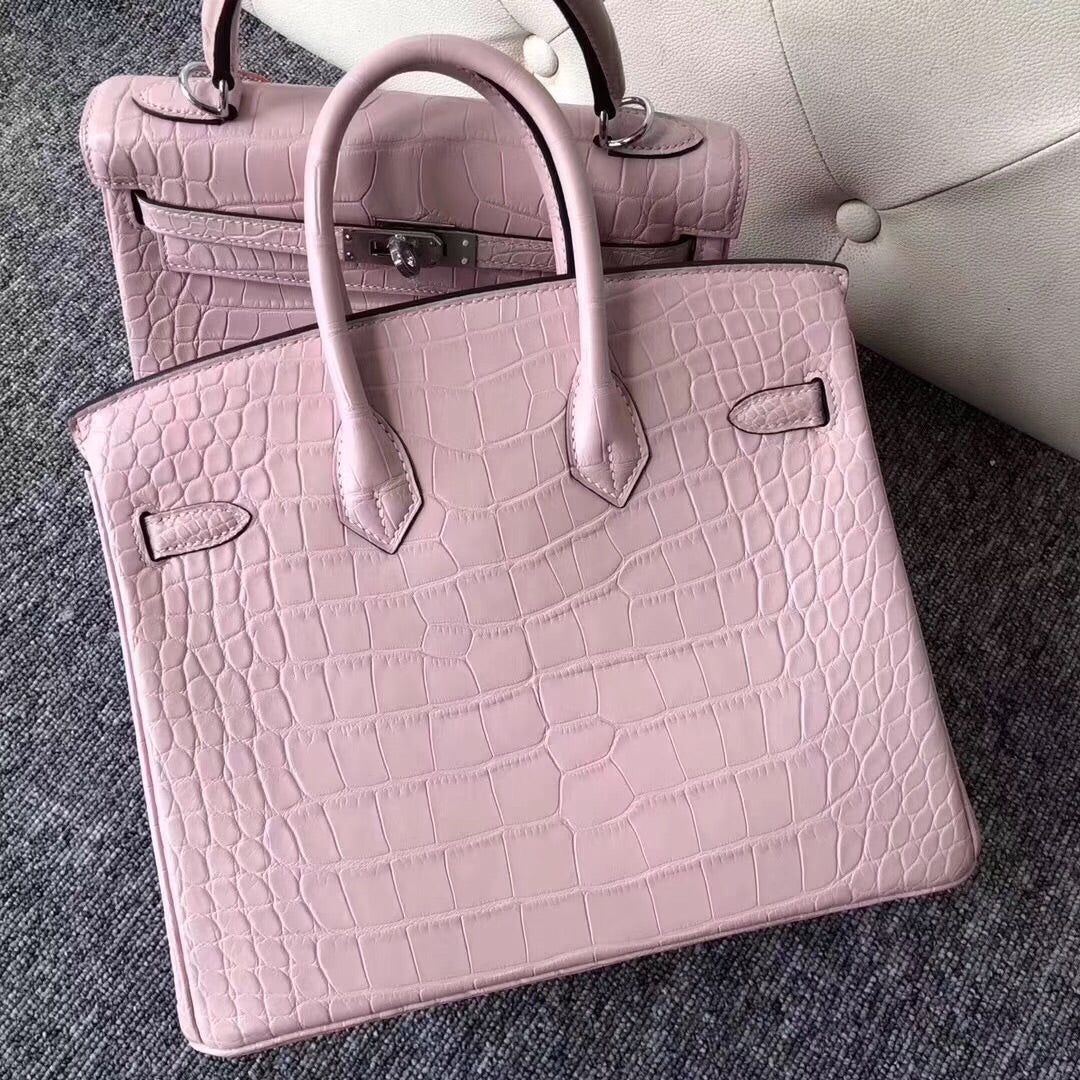 Hermes Birkin Bag Crocodile Leather Pink Matte